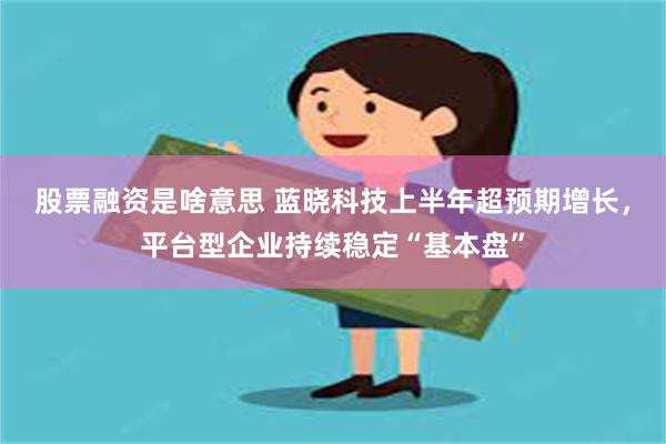 股票融资是啥意思 蓝晓科技上半年超预期增长，平台型企业持续稳定“基本盘”