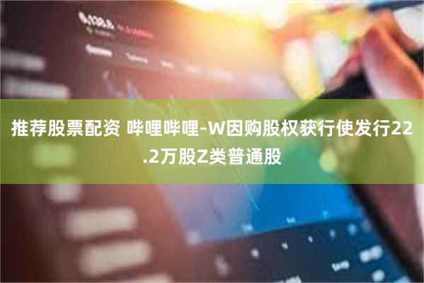 推荐股票配资 哔哩哔哩-W因购股权获行使发行22.2万股Z类普通股