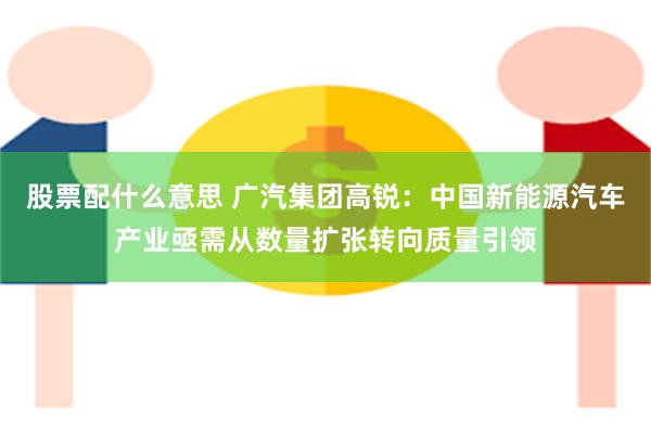 股票配什么意思 广汽集团高锐：中国新能源汽车产业亟需从数量扩张转向质量引领