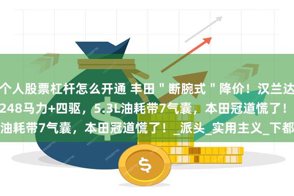 个人股票杠杆怎么开通 丰田＂断腕式＂降价！汉兰达暴降11万，2.0T爆248马力+四驱，5.3L油耗带7气囊，本田冠道慌了！_派头_实用主义_下都